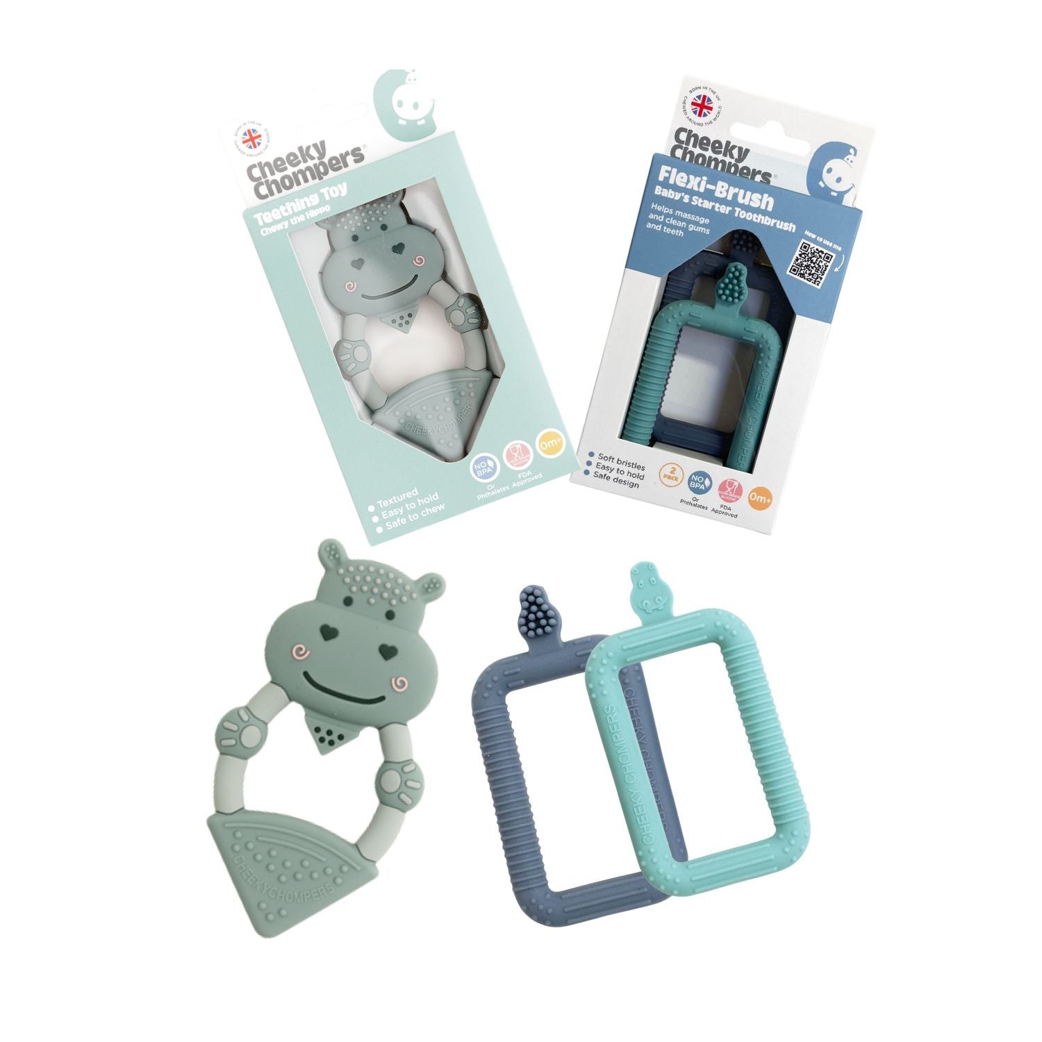 Cheeky Chompers teething brush and chew set 2 pack - British product