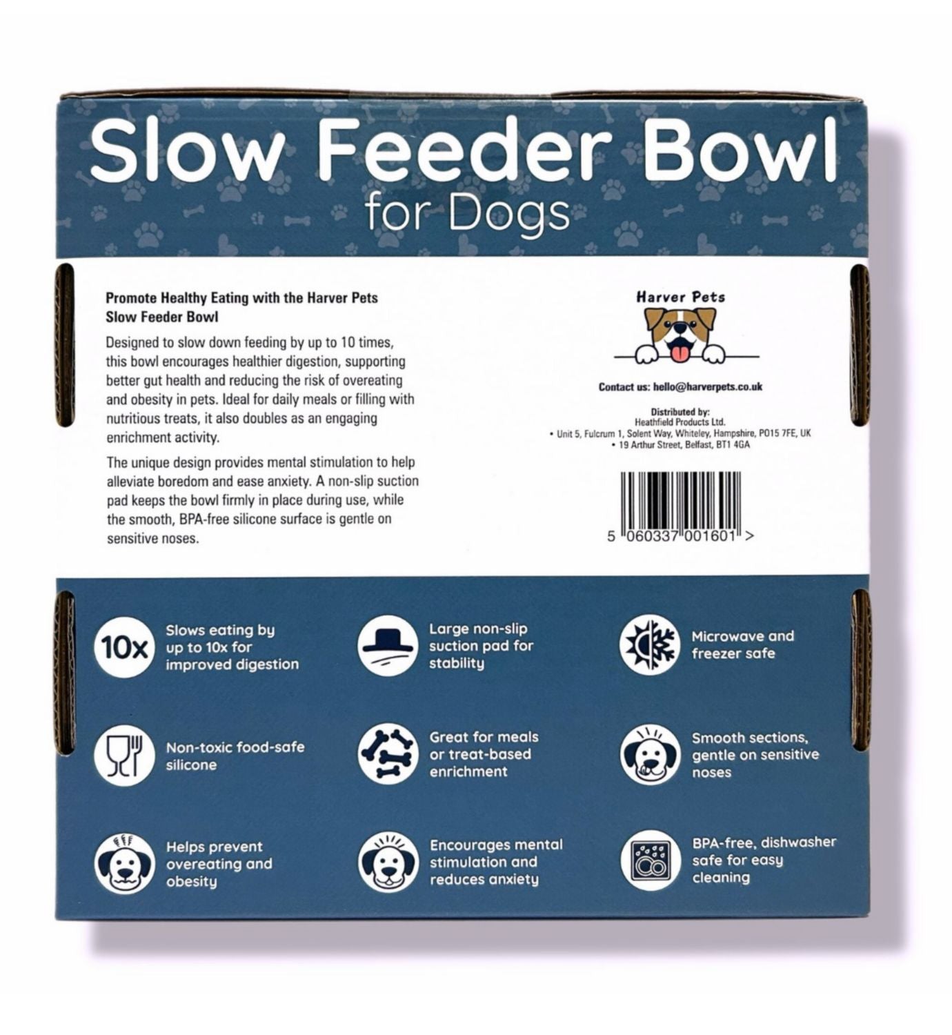 Harver Pets slow feeder bowl for dogs grey (British brand)