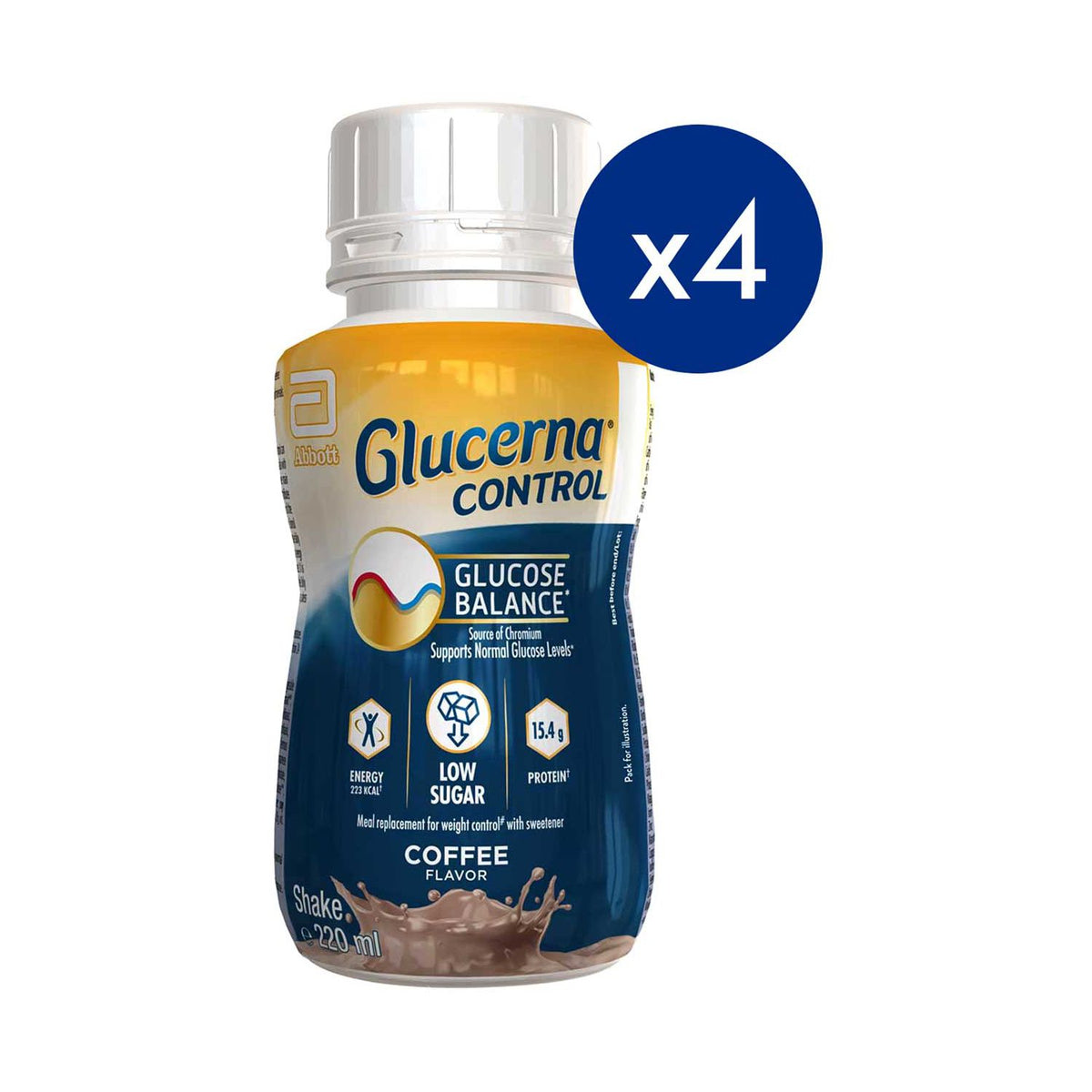 Glucerna meal replacement shake coffee 220ml x4, imported from the UK