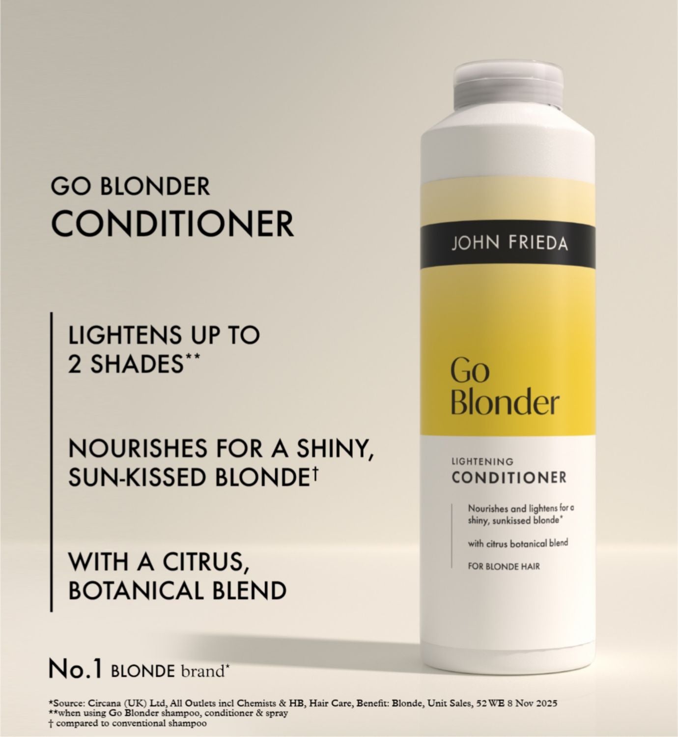 John Frieda Go Blonder Lightening Conditioner 500ml (British brand)