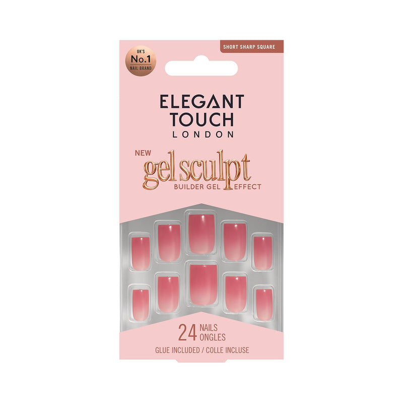 Elegant Touch false nails Dew Drop rosy pink - British product