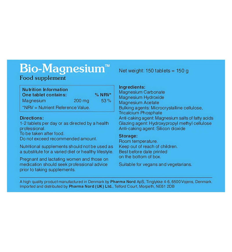 Pharma Nord Bio-Magnesium supplement 150 tablets, imported from the UK
