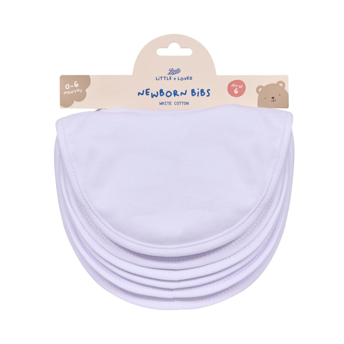 Boots newborn baby bibs 6 pack, UK version
