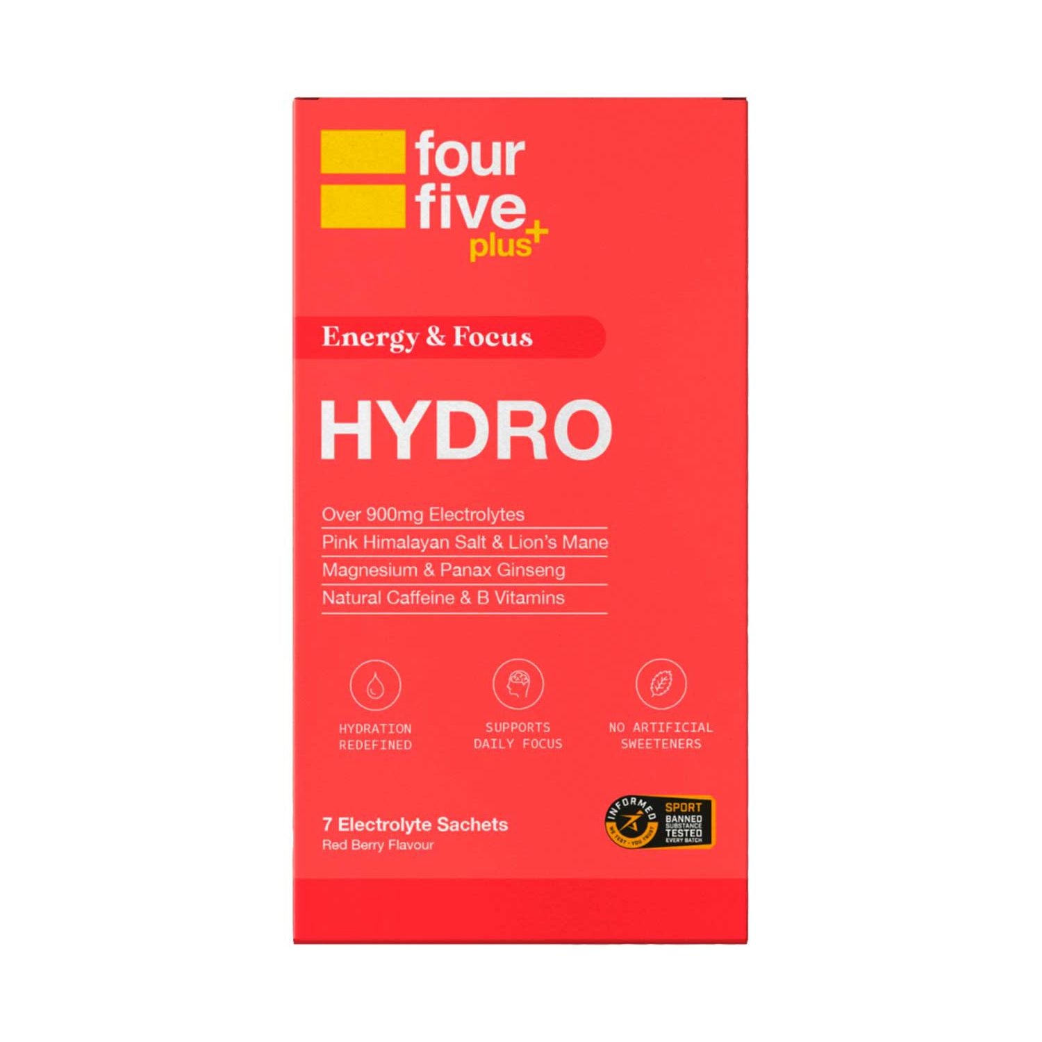 fourfive Energy & Focus Hydration Power sachets 7 pack - British product