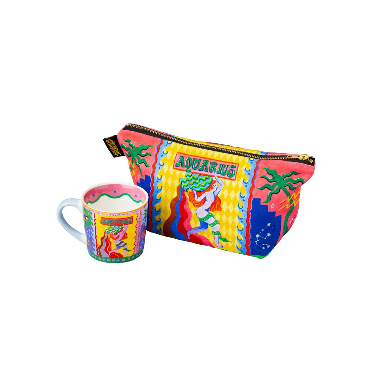Eleanor Bowmer Aquarius zodiac mug and zip bag set - British product