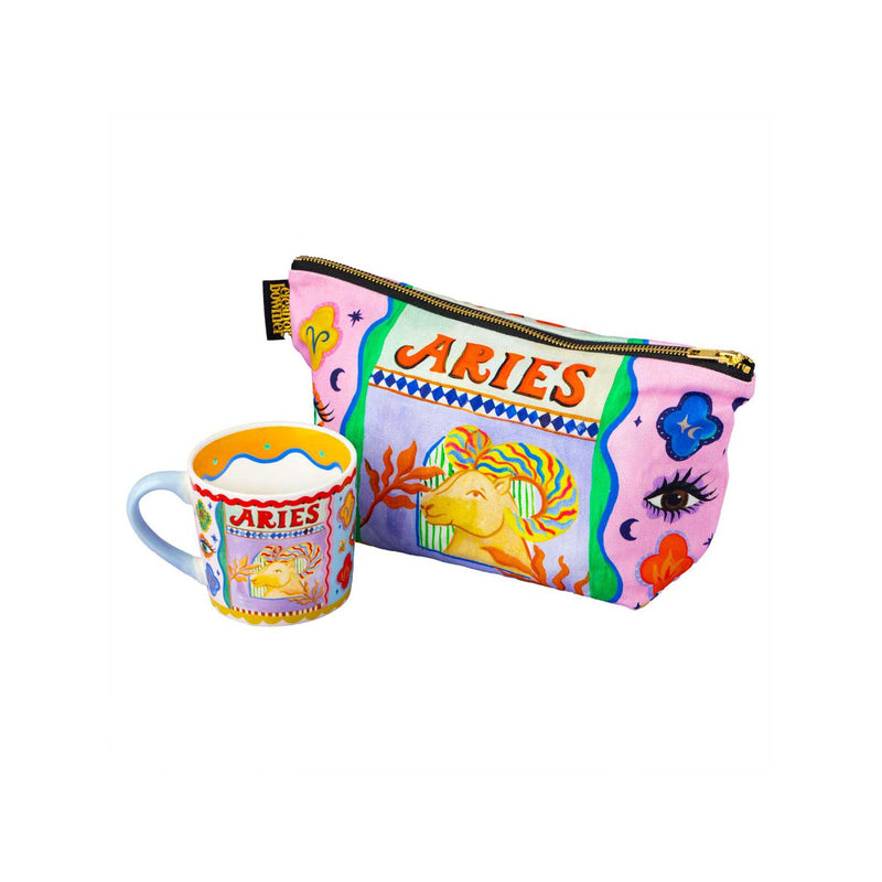 Eleanor Bowmer Aries zodiac mug and zip bag set (British brand)