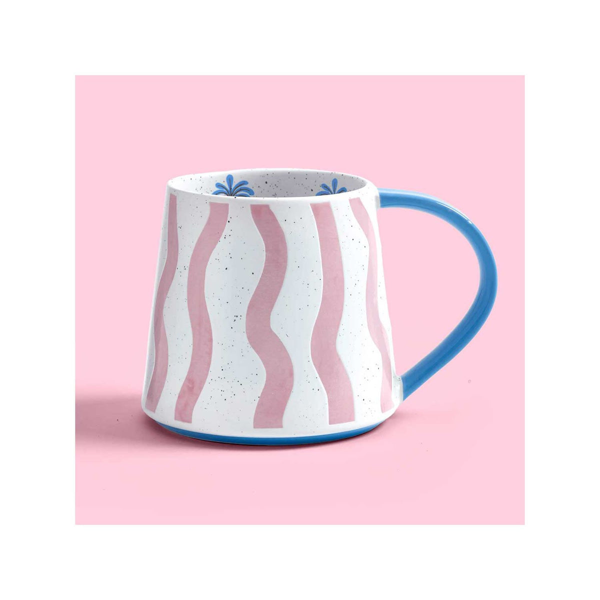 Eleanor Bowmer Pink Wave mug set of 4 stoneware mugs, UK version