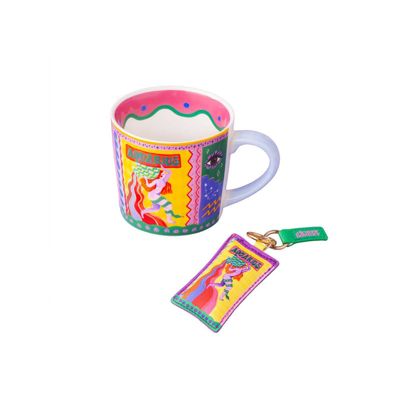 Eleanor Bowmer Aquarius zodiac mug and keyring set, UK version