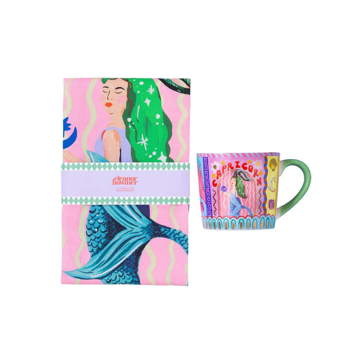 Eleanor Bowmer Capricorn zodiac mug and tea towel set - British product