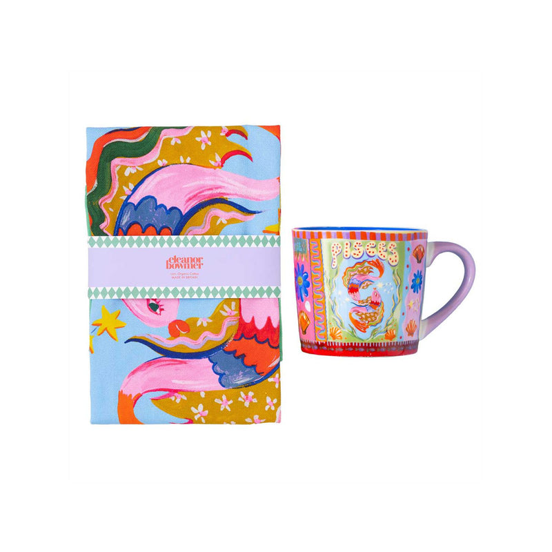 Eleanor Bowmer Pisces zodiac mug and tea towel set - British product