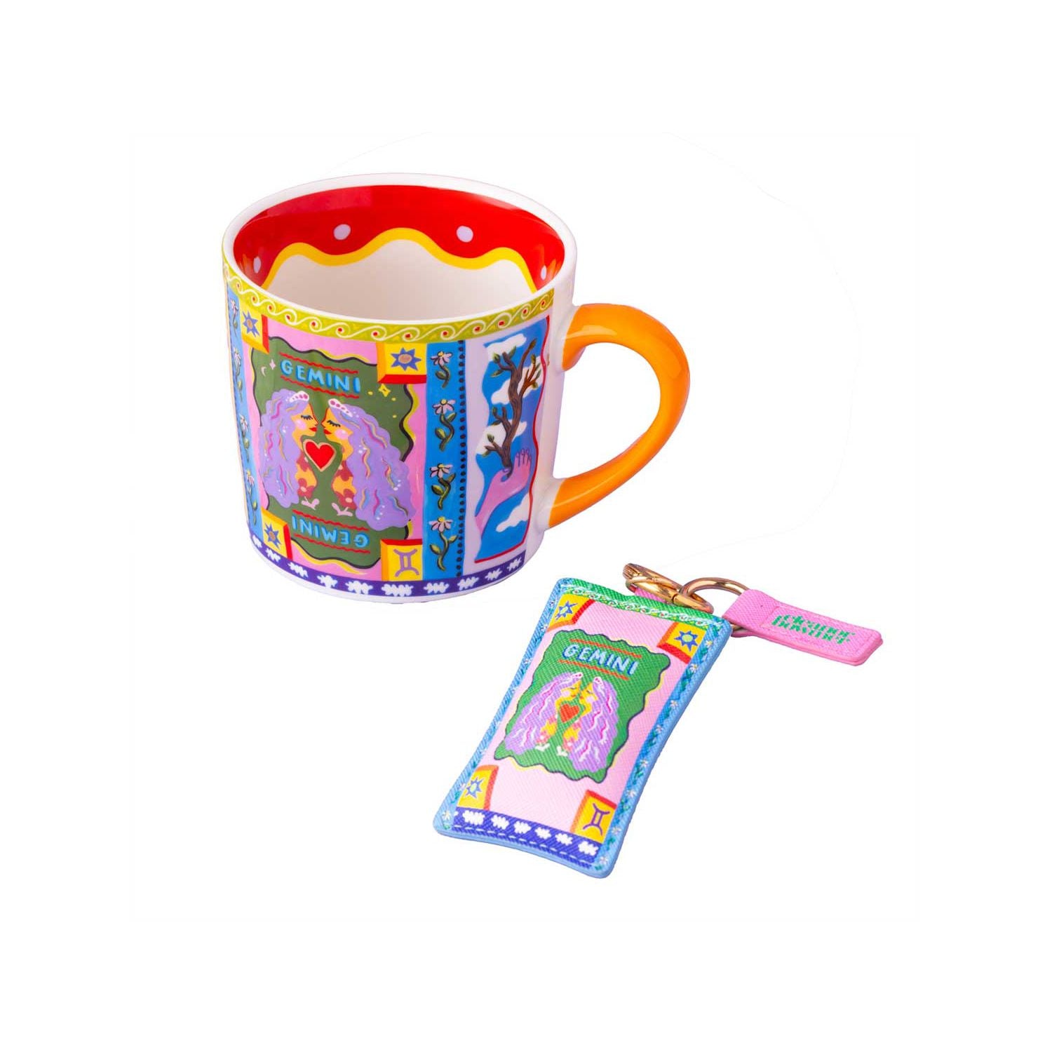 Eleanor Bowmer Gemini Zodiac mug and keyring set, imported from the UK