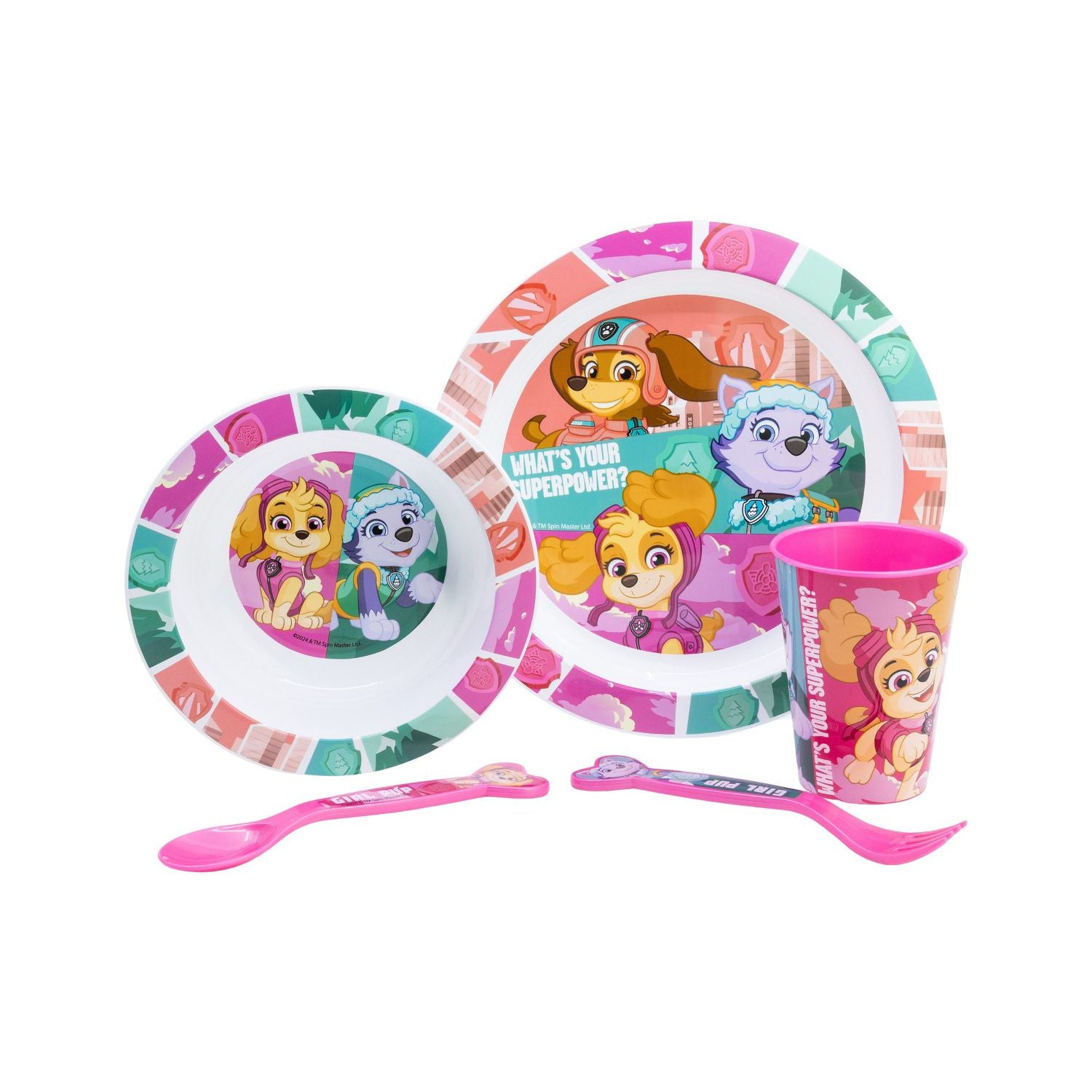Paw Patrol Girl 5-piece dinner set, imported from the UK