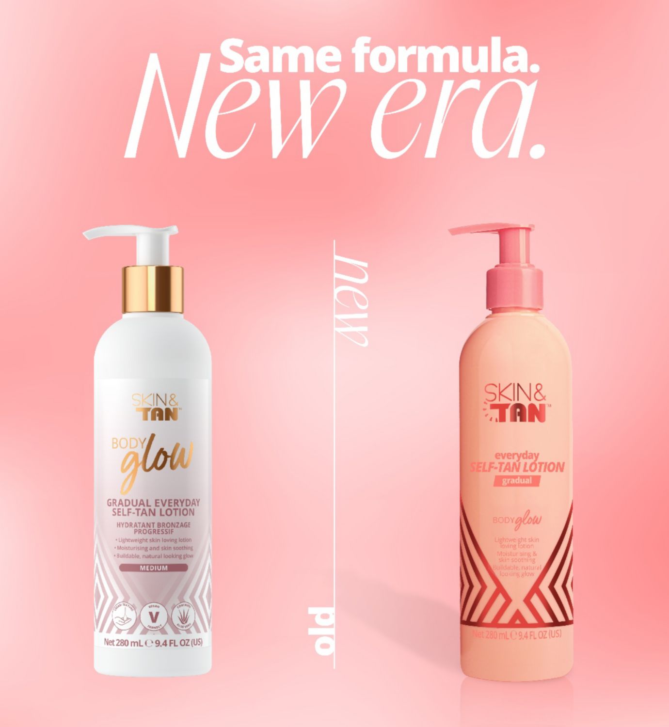 SKIN & TAN Body Glow self tan lotion medium 280ml, imported from the UK