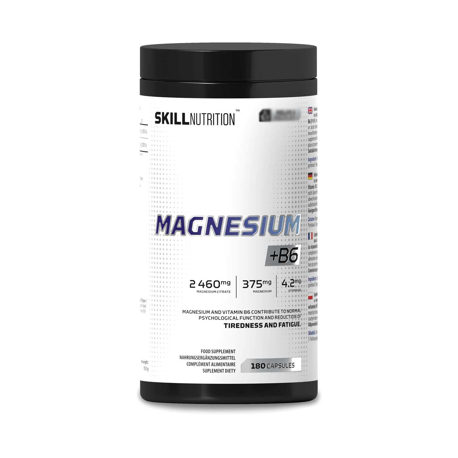 Skill Nutrition Magnesium B6 capsules 180 capsules (British brand)