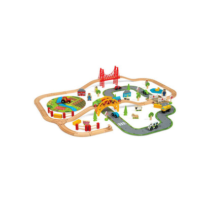 Boots Bigjigs Road & Rail Wooden Train Set 90 Pieces- Buy online at McGrocer