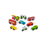Bigjigs Rail wooden vehicle pack 9 pieces (British brand)