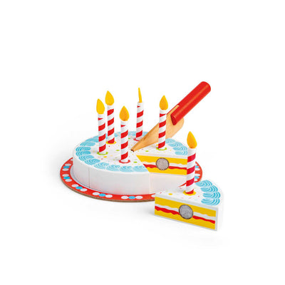 Boots Bigjigs Toys Wooden Birthday Cake with Candles and Pretend Knife- Buy online at McGrocer