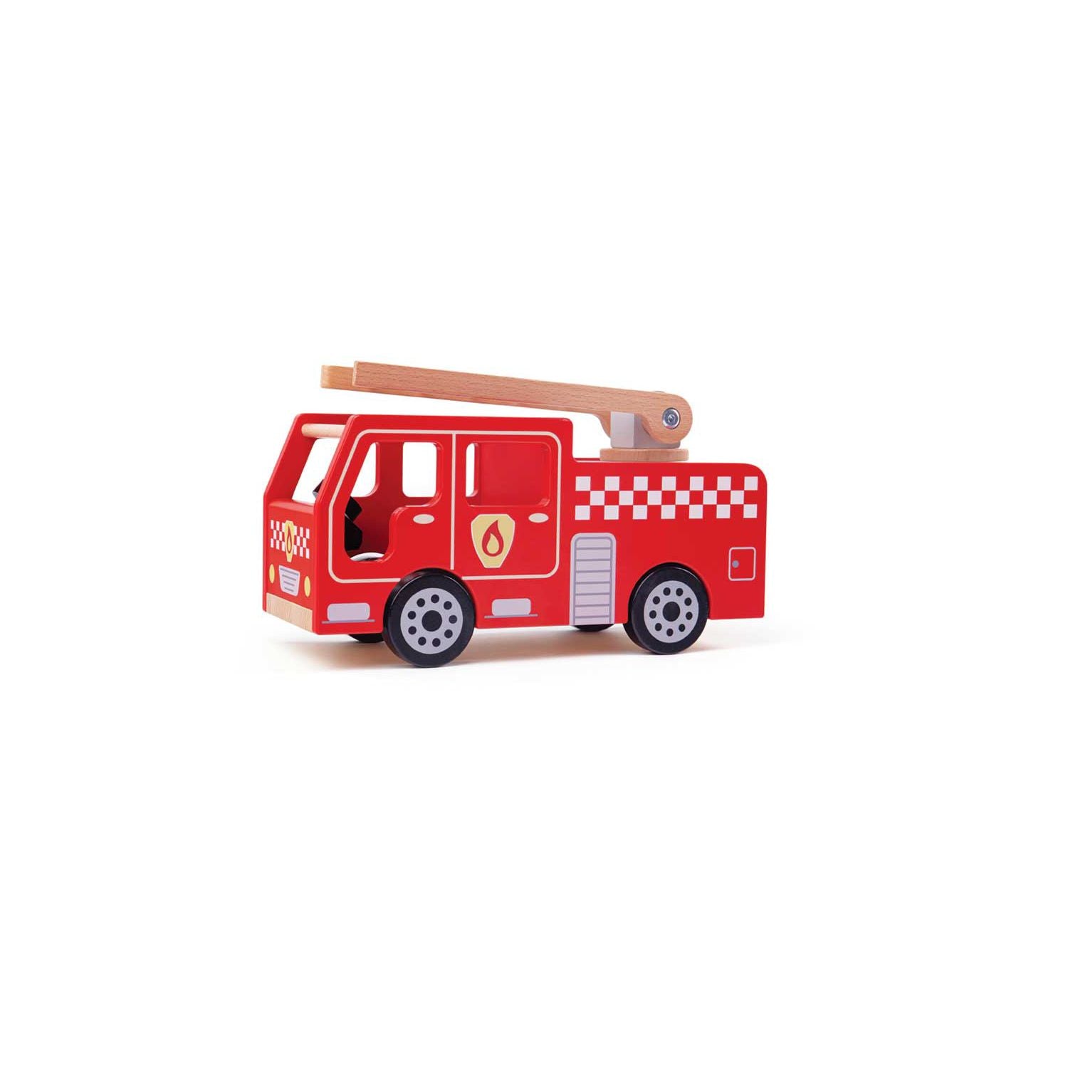 Bigjigs Toys wooden fire engine with swivel ladder, UK version