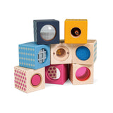 Bigjigs Toys sensory wooden blocks set of 8, imported from the UK