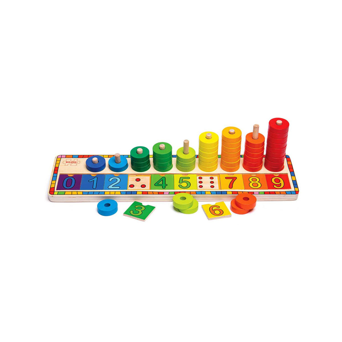Bigjigs Toys educational counting puzzle 45 discs and 9 tiles - British product