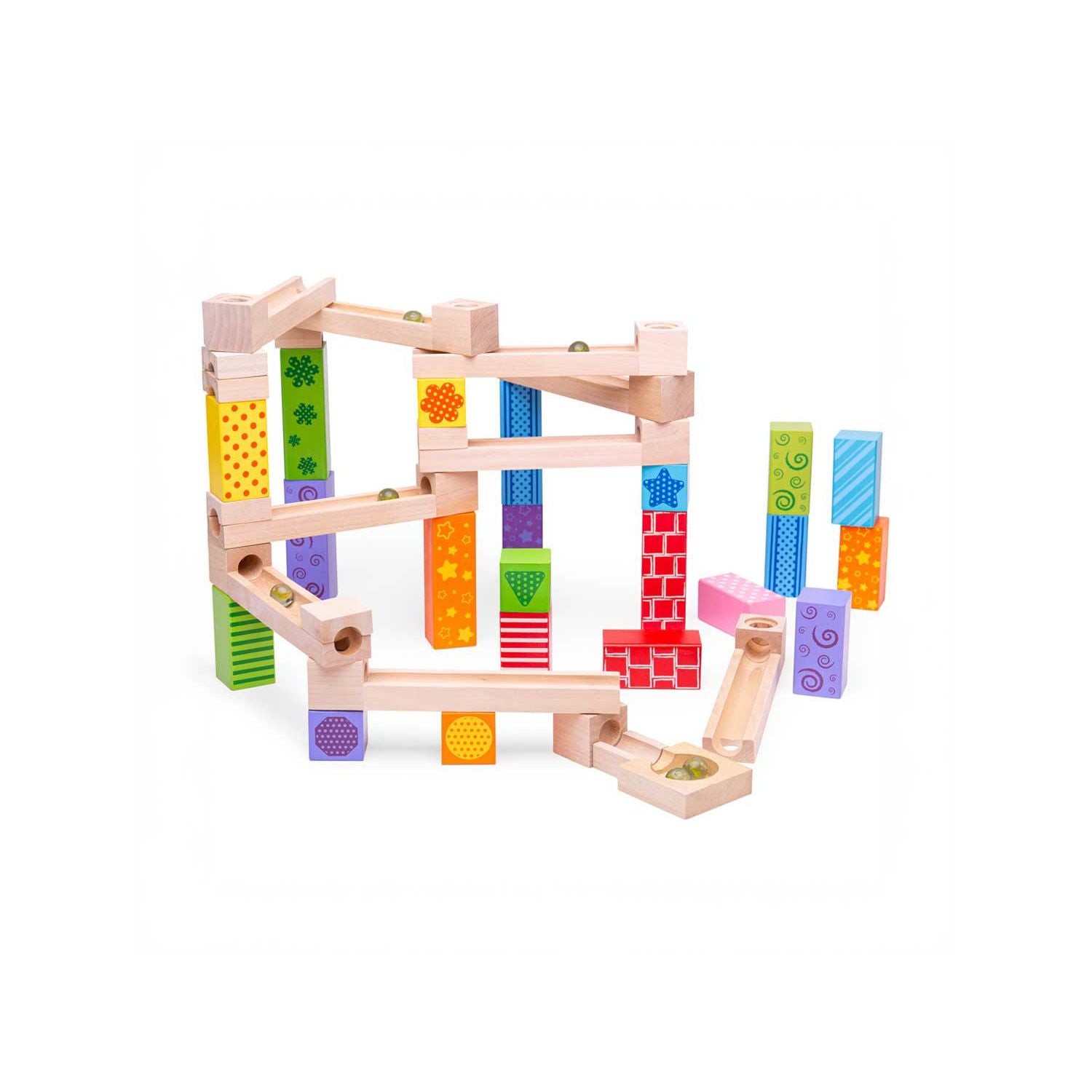 Bigjigs Toys wooden marble run 53 piece - British product