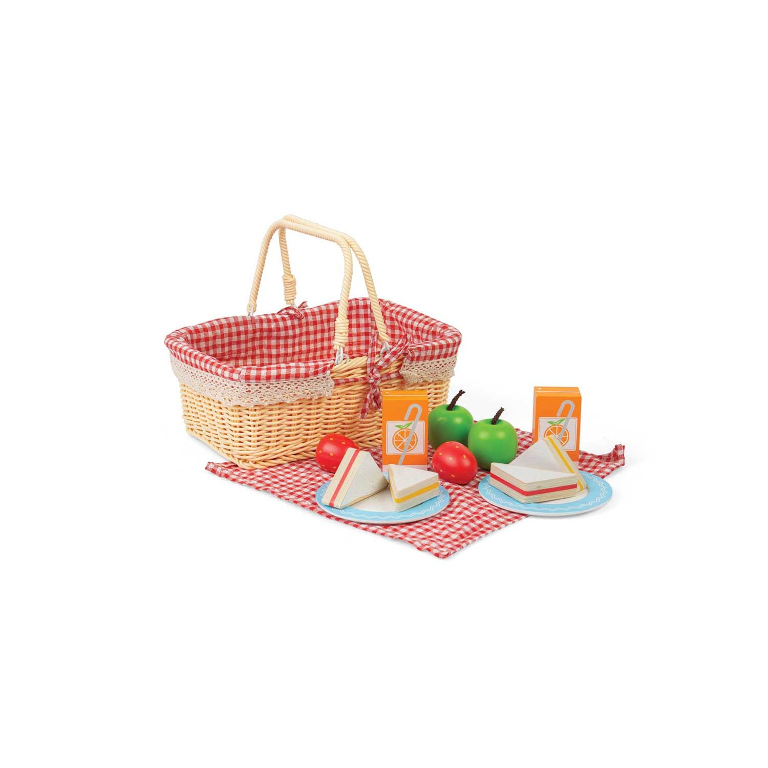 Bigjigs Toys wooden picnic basket set with play food, UK version