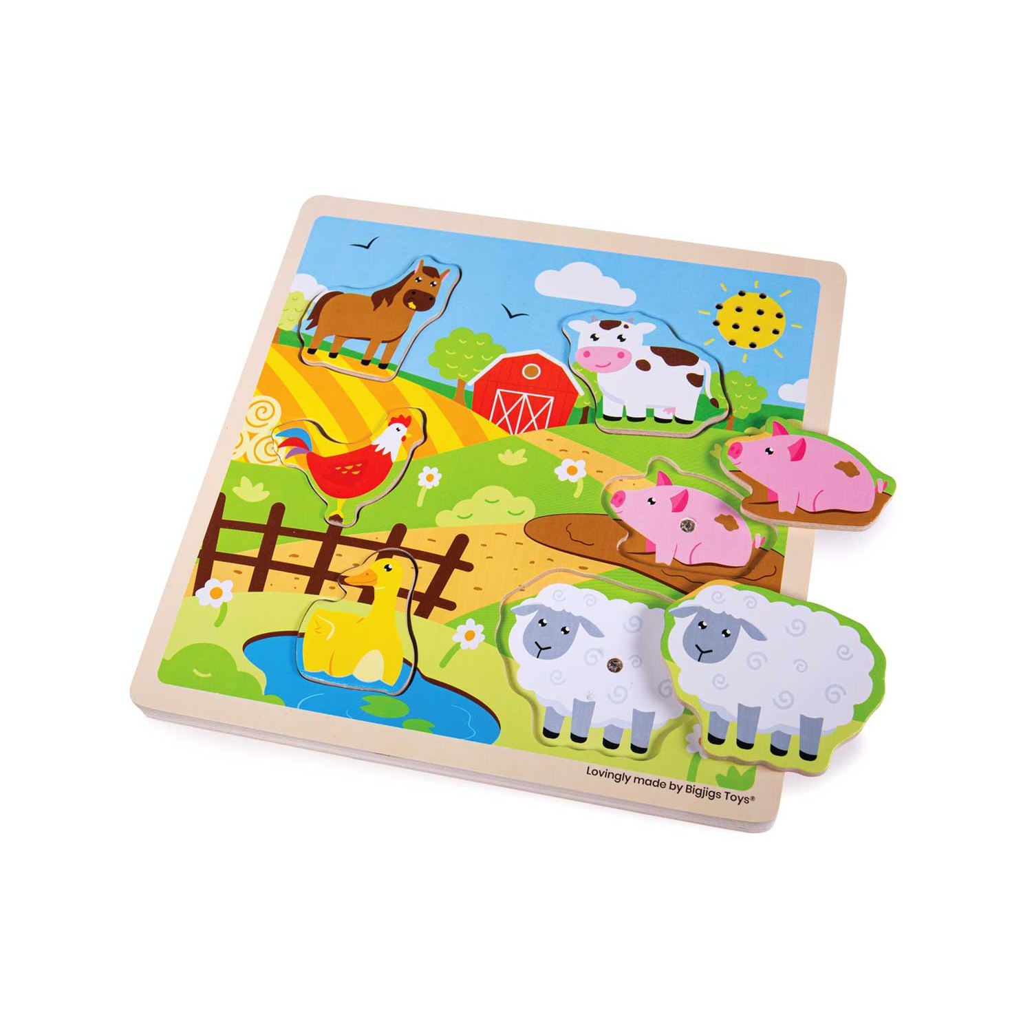 Bigjigs Toys sound puzzle farm 6 pieces - British product