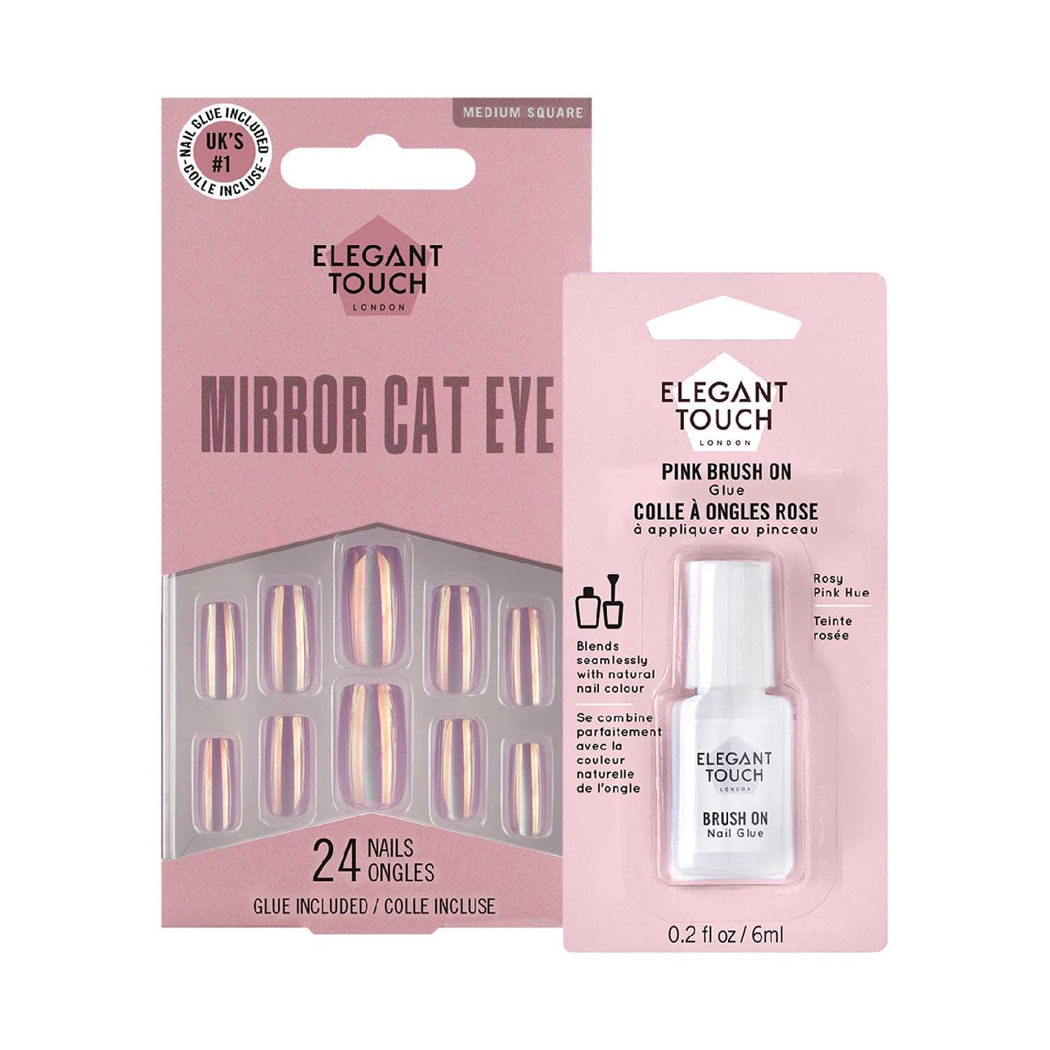 Elegant Touch Magic Mirror nail set with glue (British brand)