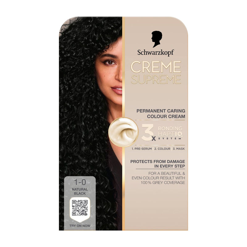 Schwarzkopf Creme Supreme Natural Black hair dye - British product