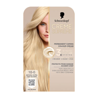 Boots Schwarzkopf Creme Supreme 10-0 Natural Extra Light Blonde Permanent Hair Dye- Buy online at McGrocer