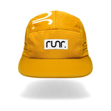 Runr Madrid running hat in mustard and white (British brand)