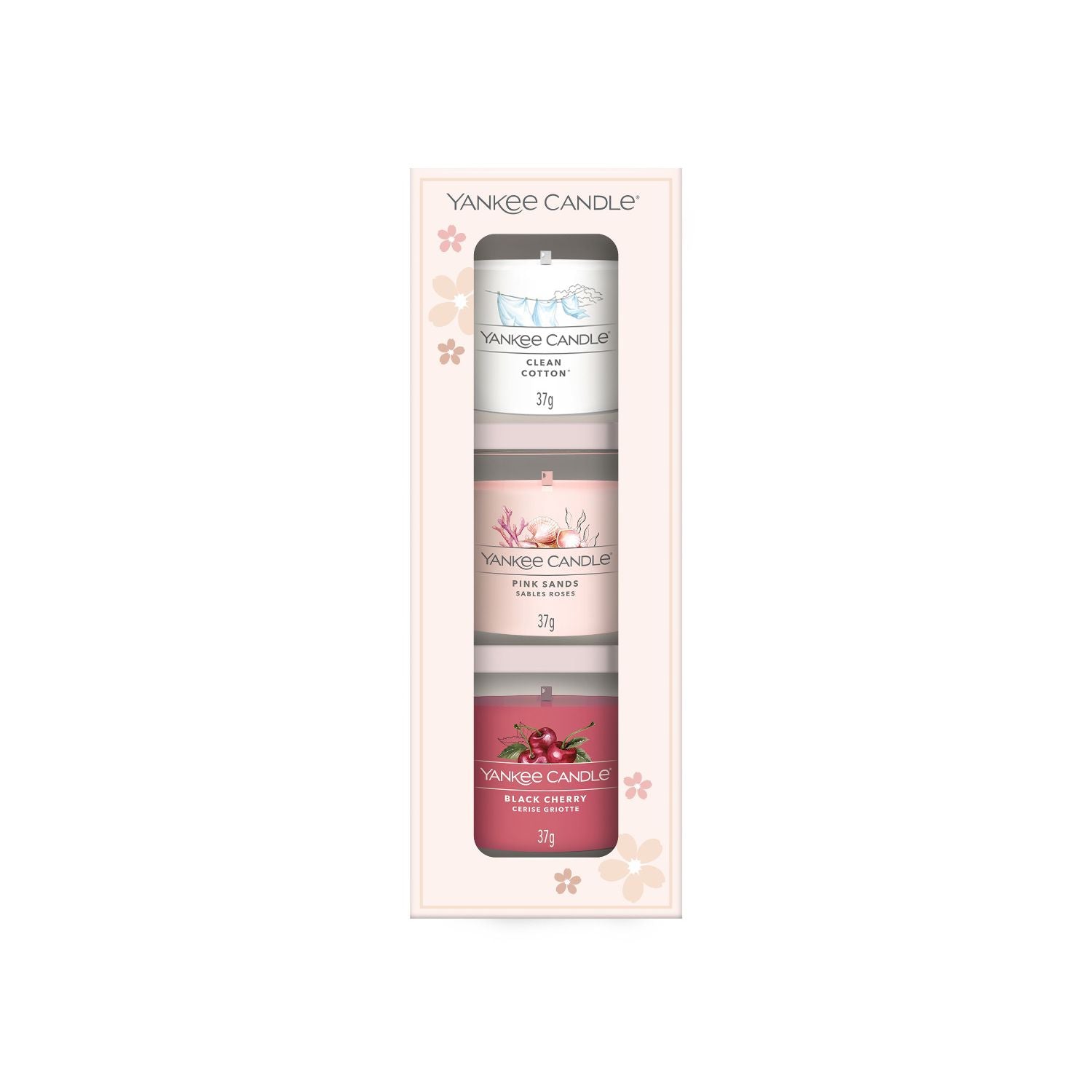 Yankee Candle mini votive trio Black Cherry Pink Sands Clean Cotton (British brand)
