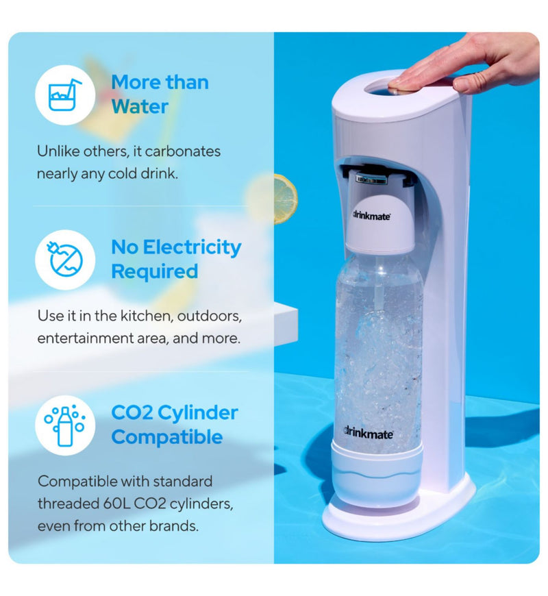 Drinkmate Omnifizz carbonator with 2 CO2 cylinders - British product