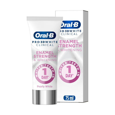 Boots Oral-B Pro 3D White Clinical Enamel Strength Whitening Pearly White Toothpaste 75ml- Buy online at McGrocer