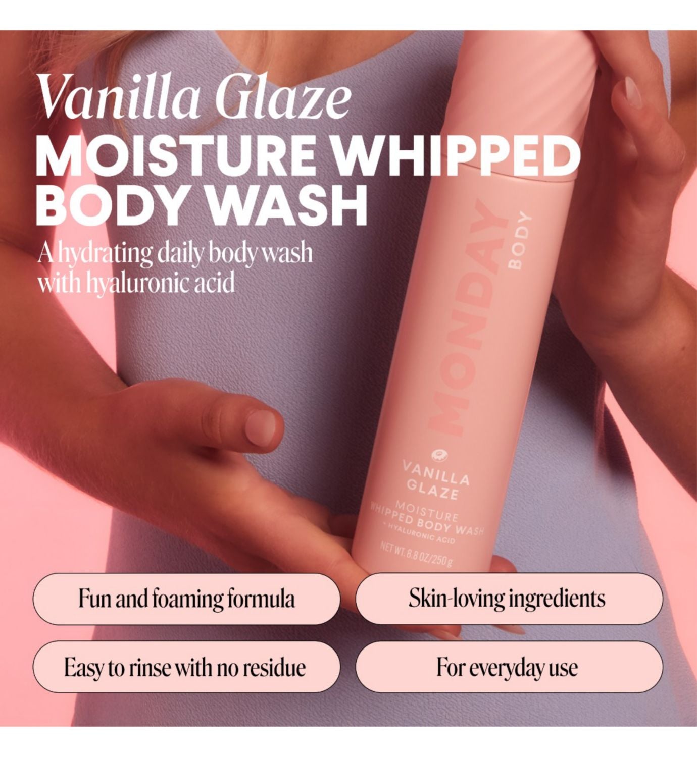 MONDAY Haircare Moisture Whipped Body Wash Vanilla Glaze 250g - British product