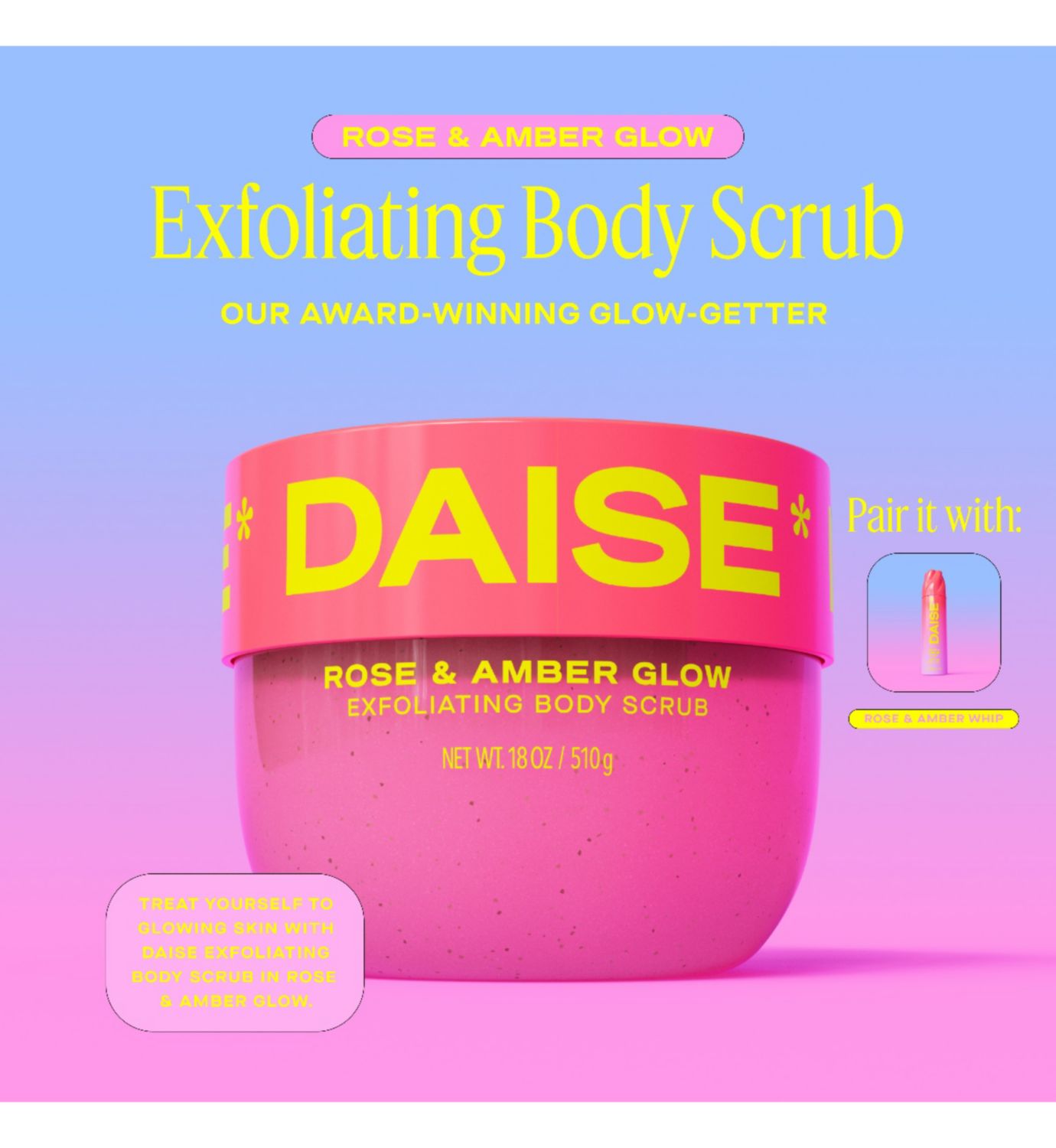Daise body scrub Xoxo Glow 510g, imported from the UK