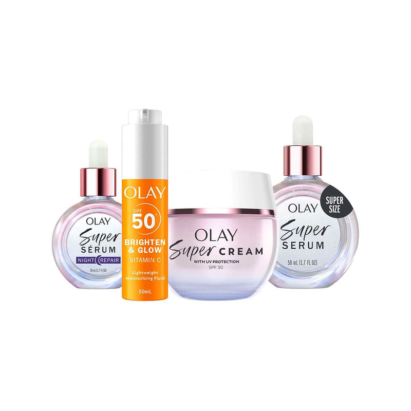 Olay skincare bundle with Super Cream and Super Serum, imported from the UK