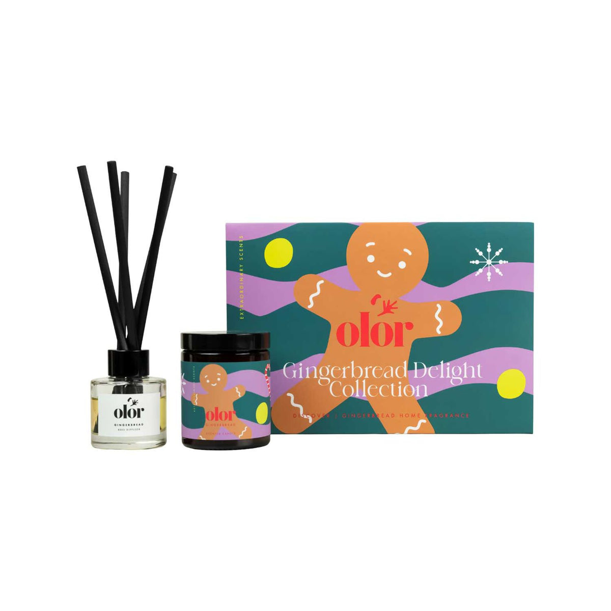 Olor Gingerbread Delight candle and diffuser gift set, imported from the UK