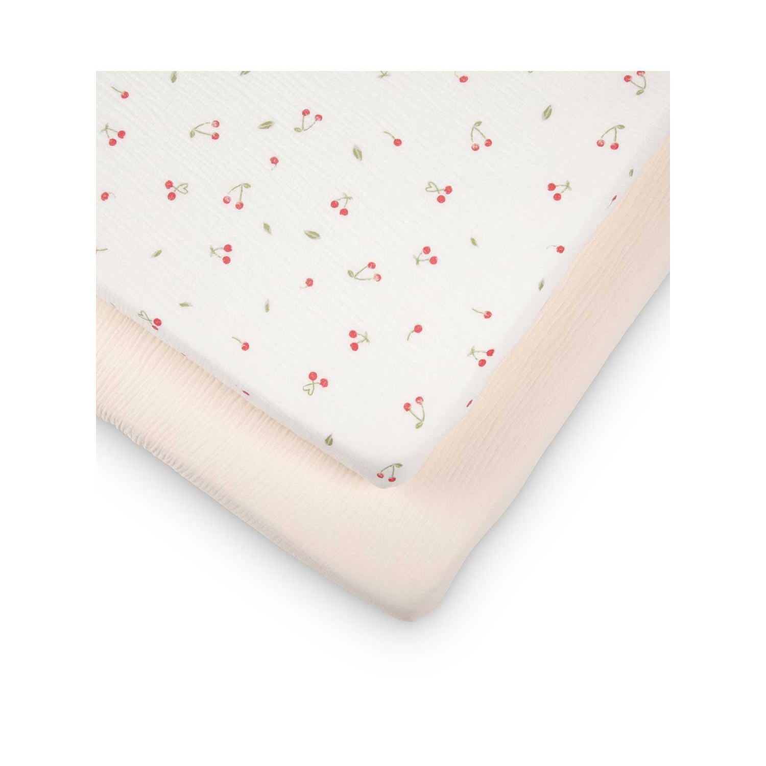 Cuddleco cot bed sheets ditsy cherry 2 pack - British product