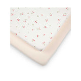 Cuddleco cot bed sheets ditsy cherry 2 pack - British product