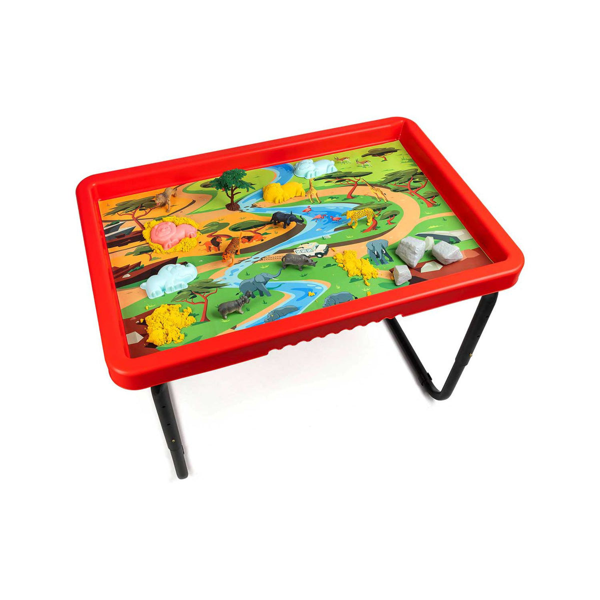 Toyrific plastic play tray table with farm and safari mats (British brand)