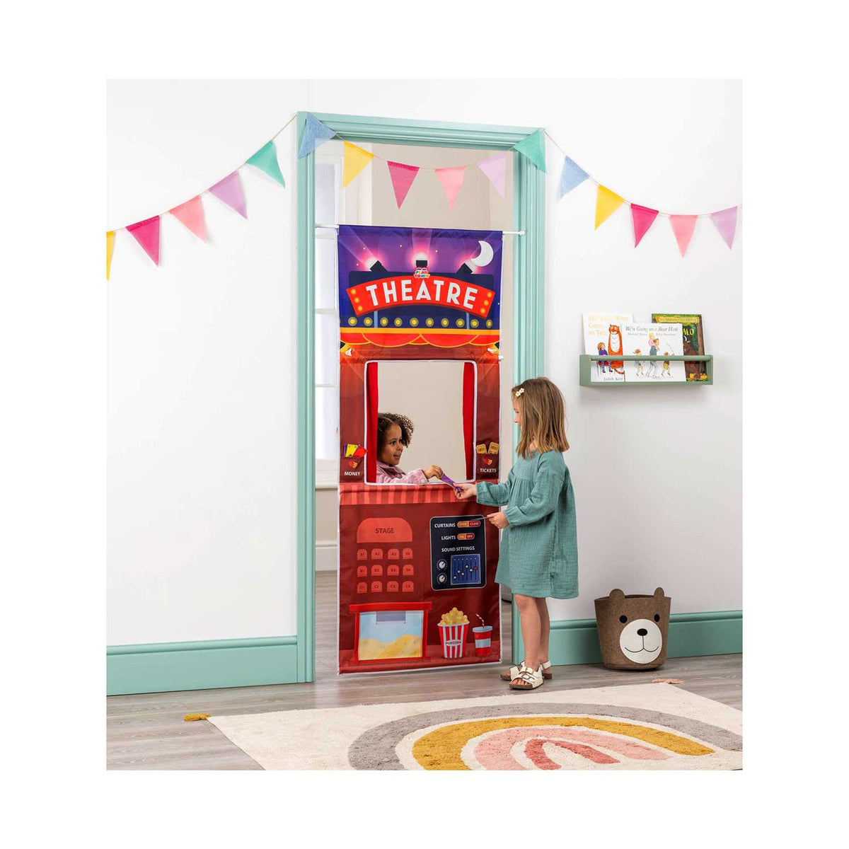 Toyrific Pop Up Playtown Theatre puppet curtain for doors, imported from the UK