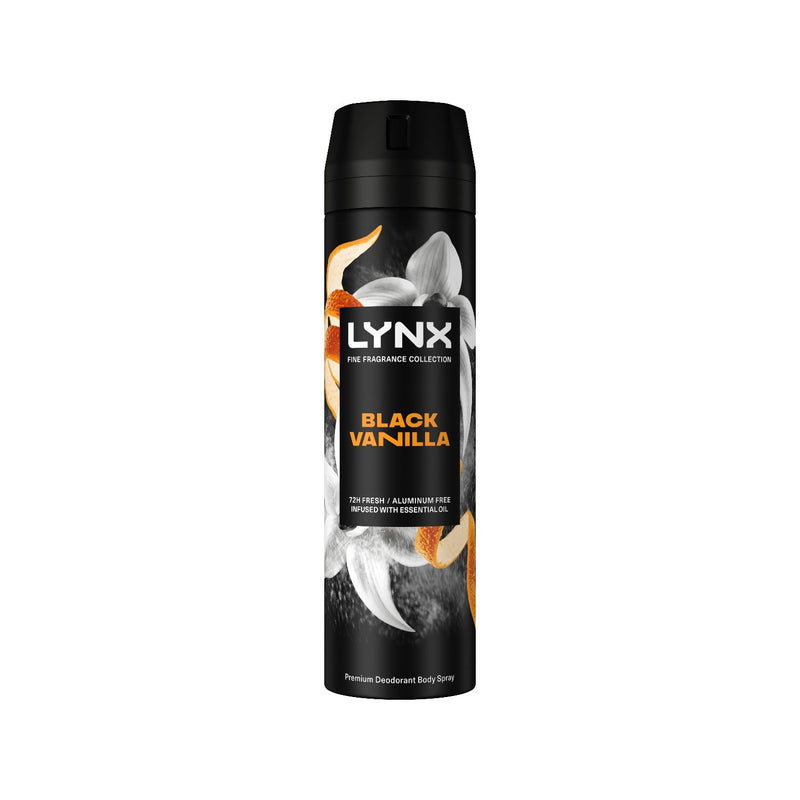 Lynx body spray Black Vanilla Premium 200ml, imported from the UK