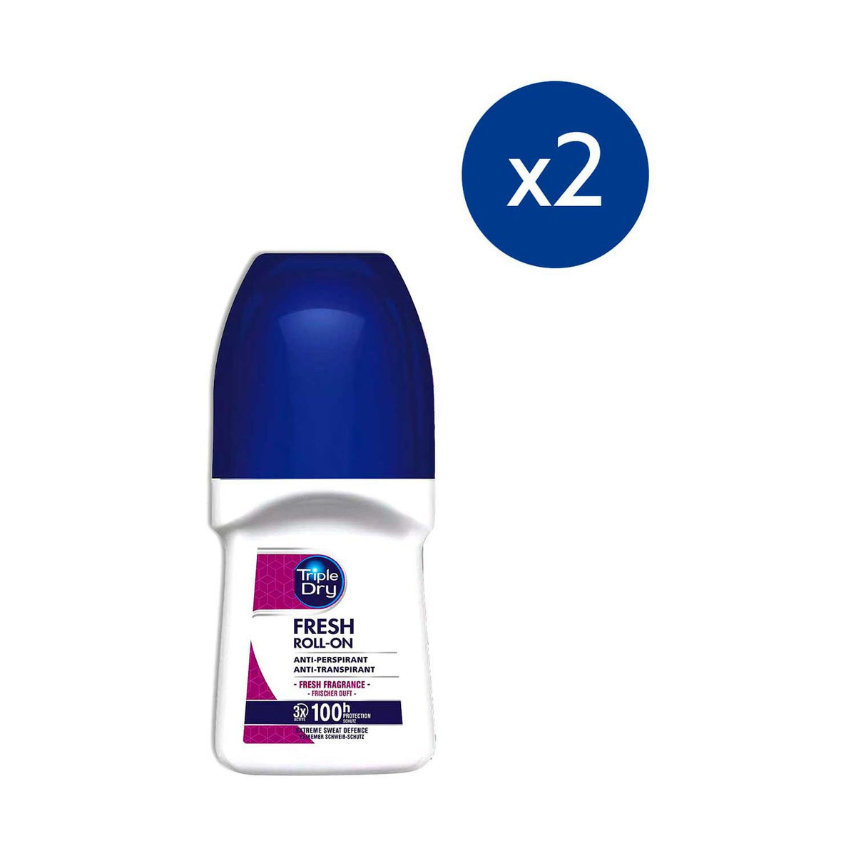Triple Dry anti-perspirant roll on fresh fragrance 50ml, imported from the UK