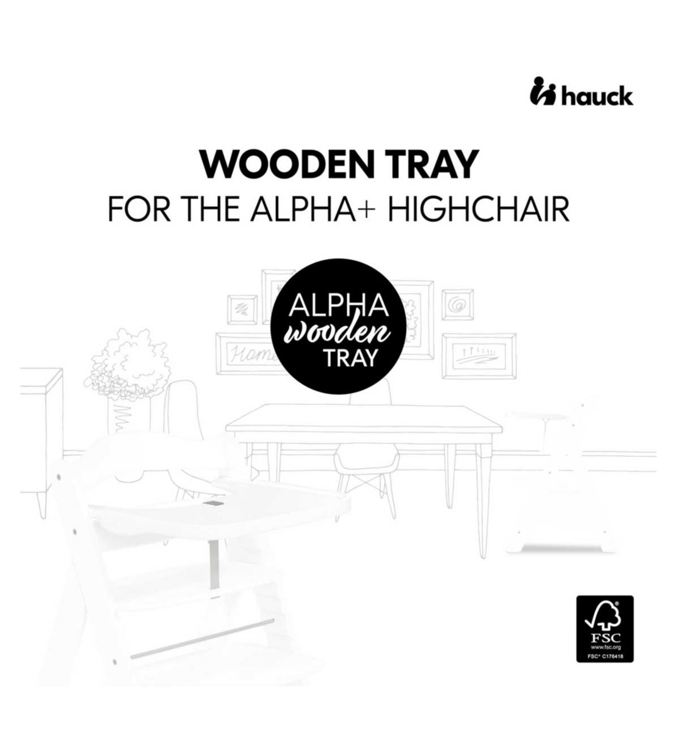 Hauck Alpha Wooden Tray White - British product
