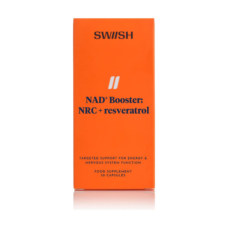 SWIISH NAD+ Booster NRC Resveratrol capsules 30 count, imported from the UK