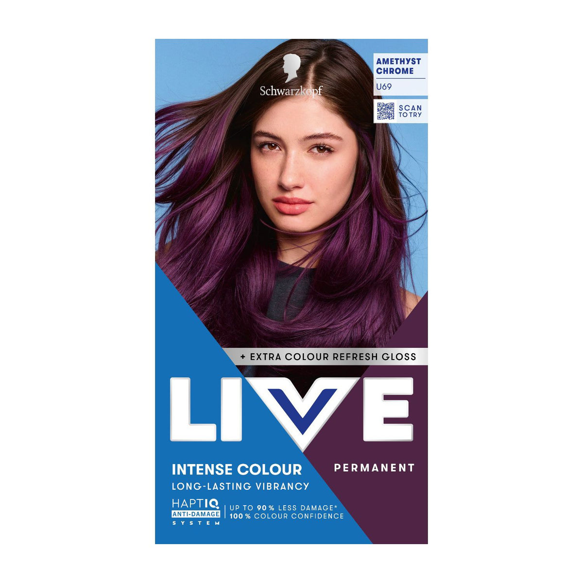 Schwarzkopf LIVE Amethyst Chrome permanent hair dye, UK version