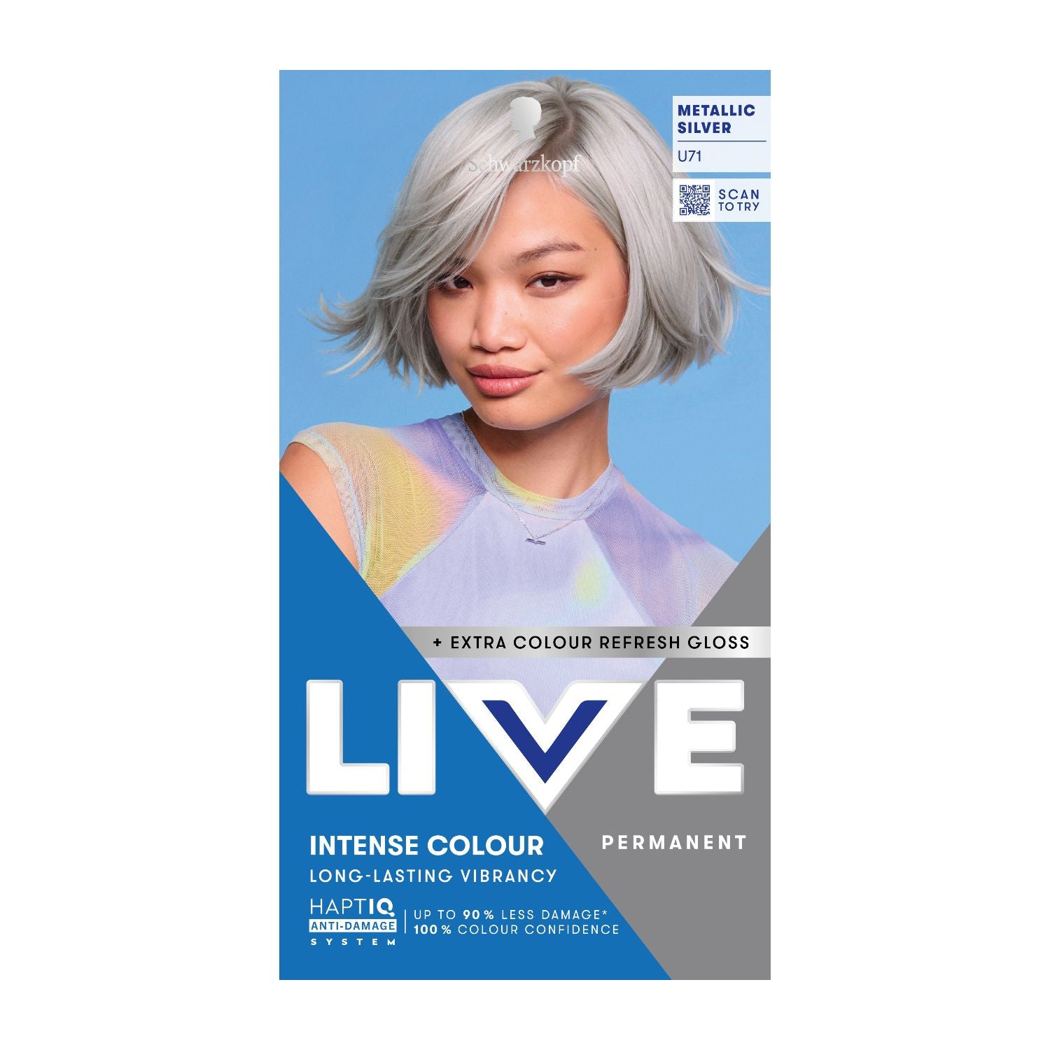 Schwarzkopf LIVE U71 Metallic Silver permanent hair dye, UK version