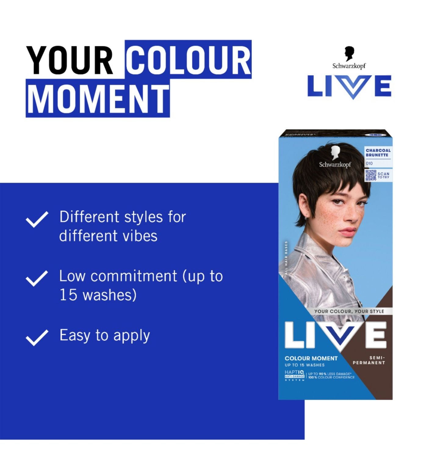 Schwarzkopf LIVE Charcoal Brunette semi-permanent hair dye, UK version