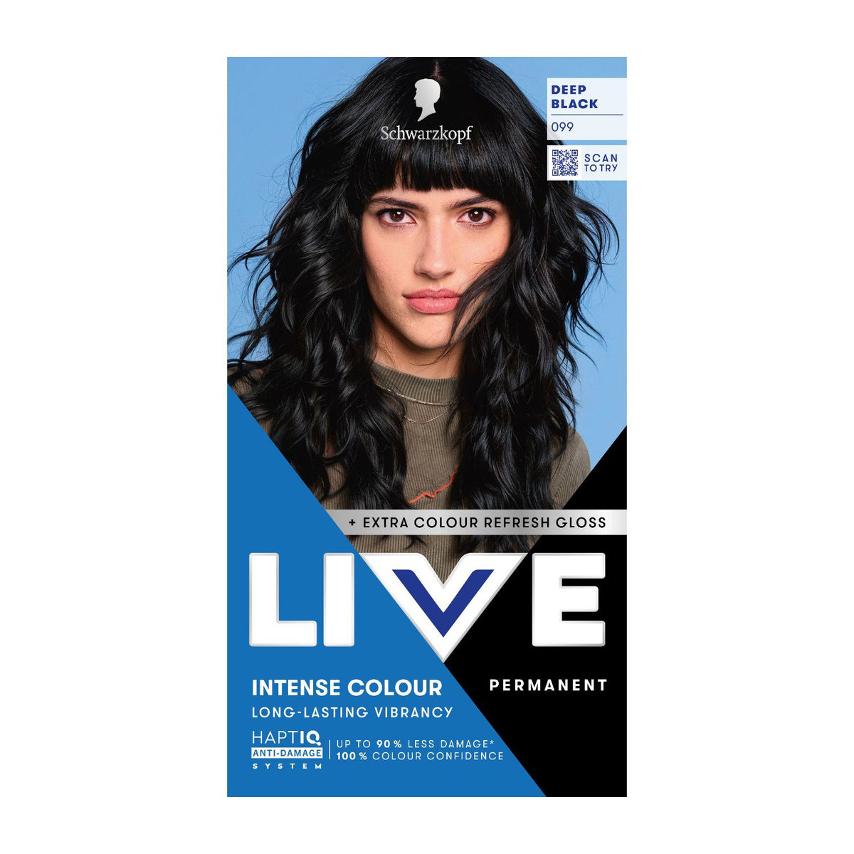 Schwarzkopf LIVE permanent hair dye 099 Deep Black - British product